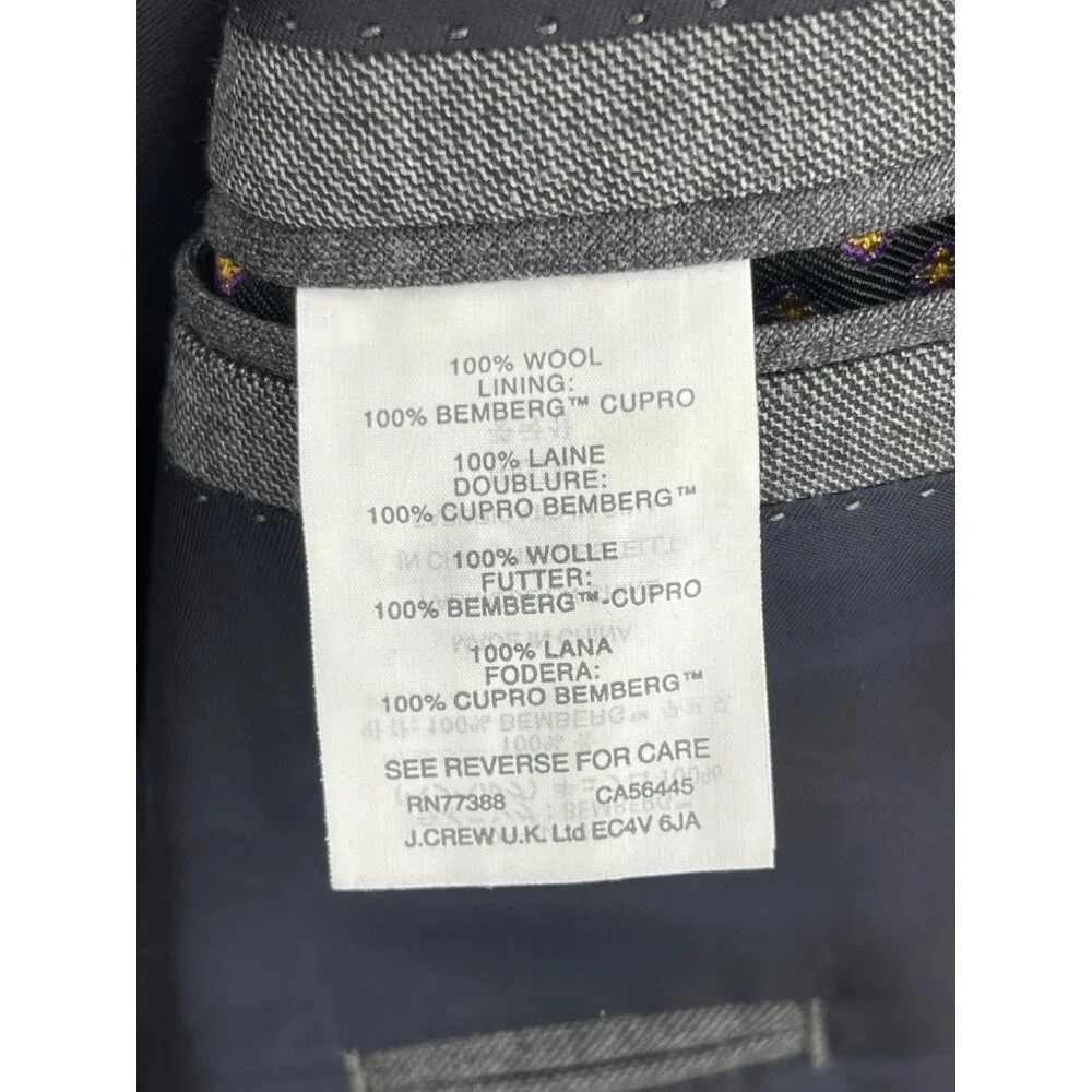 J. Crew Blazer Gray Ludlow Italian Wool Sport Coat Jacket Tollegno 1900